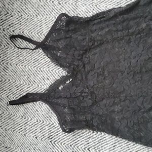 Gilligan O'Malley stretchy see-through black lace camisole
